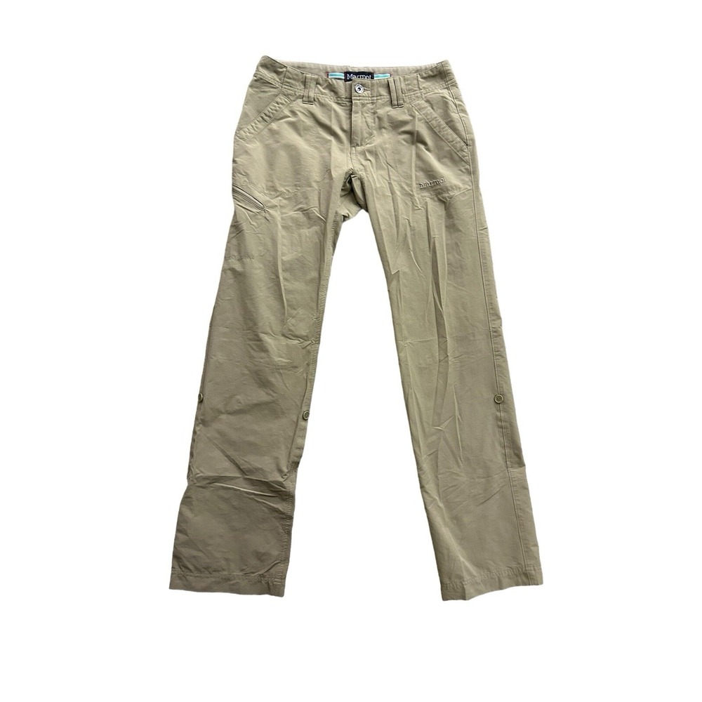 Marmot Pants Womens 4‎ Roll-Up Tab Khaki Tan Nylon Elastane Hiking Convertible
